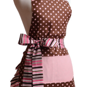 Brown-Pink-Polka-Dot-Striped-Ruffle-Apron